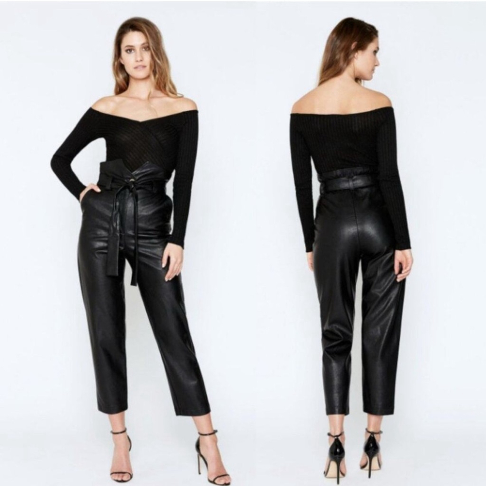 NWT Bardot Debbie Vegan Leather Pants REVOLVE Black 4 XSmall